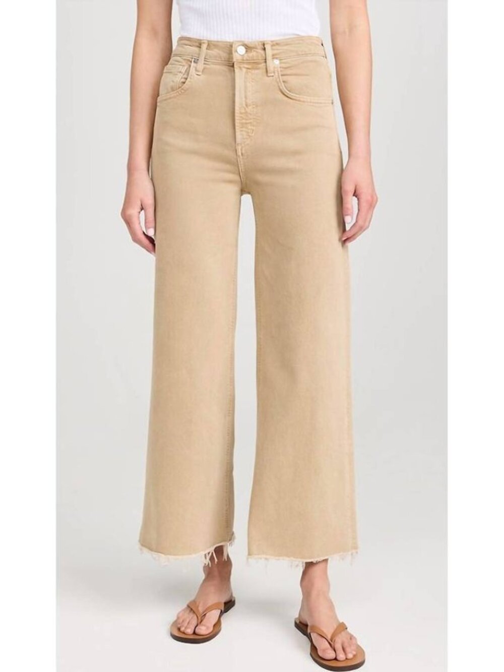 Citizens of Humanity Lyra Crop Wide Leg Jeans Porcini Tan